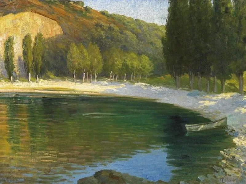 1855-Martha Lobach - Presso il lago nella foresta